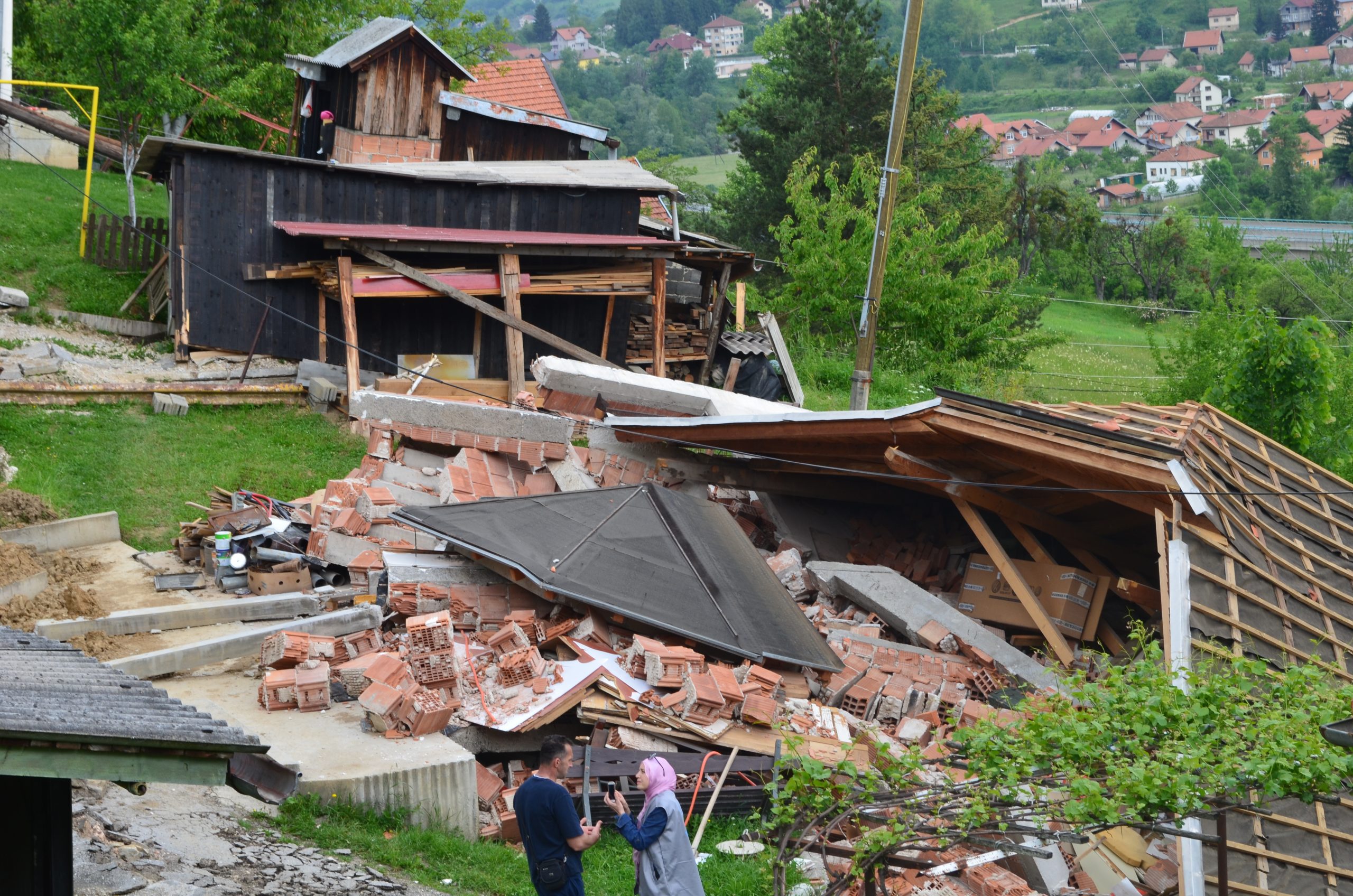 A house and workshop destroyed by a landslide in Bosnia