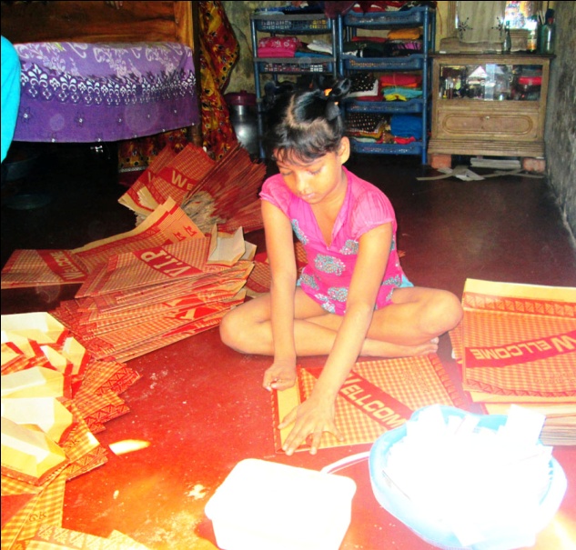 Sumaiya used to make plastic bags.  Now she is studying and wants to be a teacher.