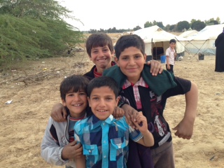 Children living in informal camps in Mafraq.
