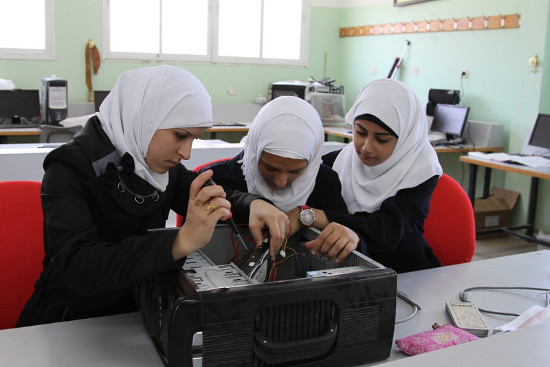 Women learn new skills as part of the pilot scheme.