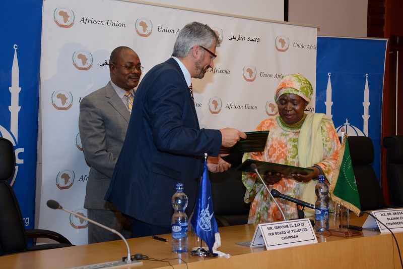 Islamic Relief chair Ibrahim El Zayat and chair of the African Union Commission (AUC), Dr. Nkosazana Dlamini Zuma, at the African Union headquarters.
