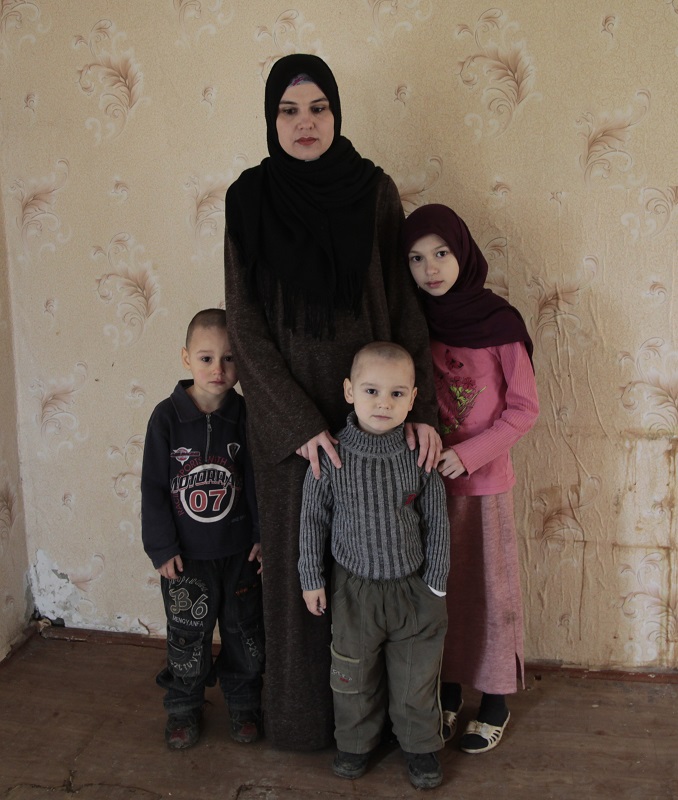 Leyla Yahyaeva at home with her three children.