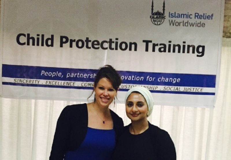 Leila Fasseaux, child protection coordinator, and Neelam Fida, child protect project manager, both from Islamic Relief Worldwide.