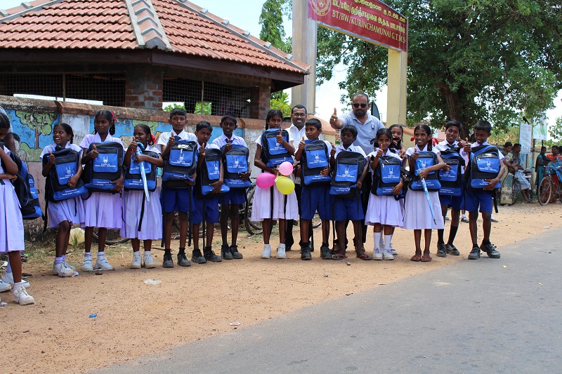 Children in Ampara district with their new school kits.