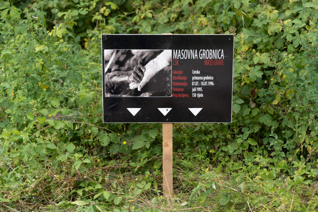 Cerska mass grave sign